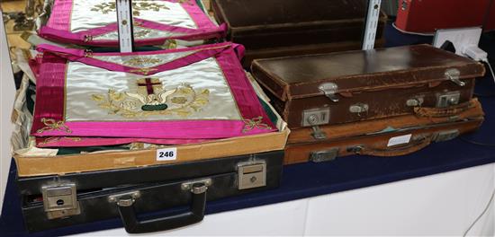 A Collection of masonic aprons, regalia, ephemera etc